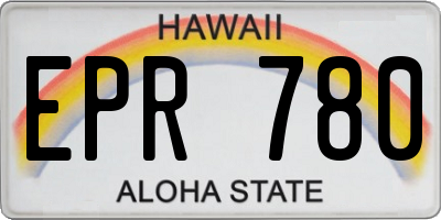 HI license plate EPR780