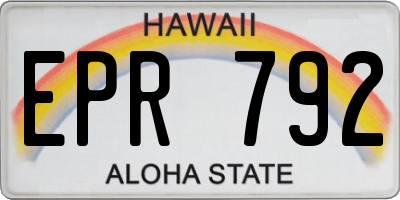 HI license plate EPR792