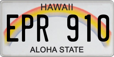 HI license plate EPR910