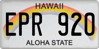HI license plate EPR920