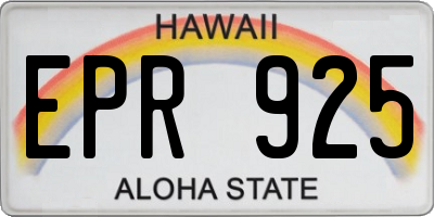 HI license plate EPR925