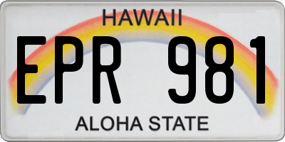 HI license plate EPR981