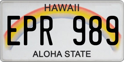 HI license plate EPR989