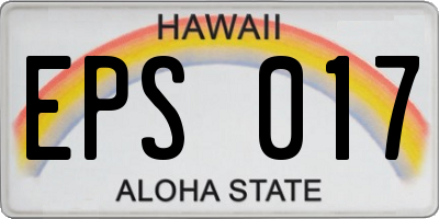 HI license plate EPS017