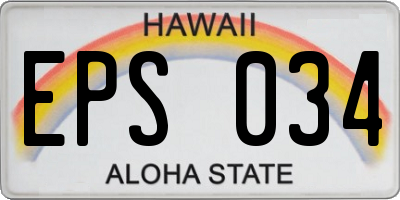 HI license plate EPS034
