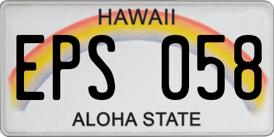 HI license plate EPS058