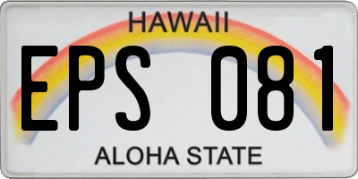 HI license plate EPS081