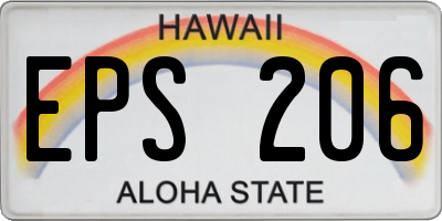 HI license plate EPS206