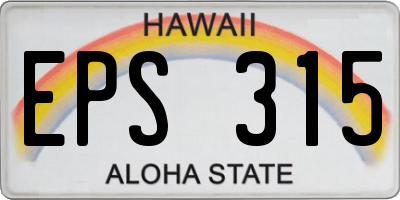 HI license plate EPS315