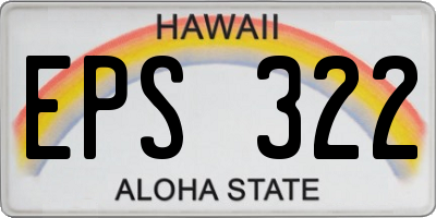 HI license plate EPS322