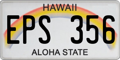 HI license plate EPS356