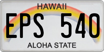 HI license plate EPS540