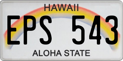 HI license plate EPS543