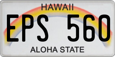HI license plate EPS560