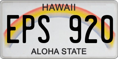HI license plate EPS920