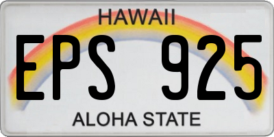HI license plate EPS925
