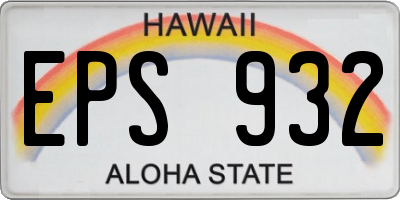 HI license plate EPS932