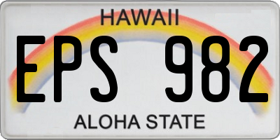 HI license plate EPS982