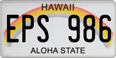 HI license plate EPS986