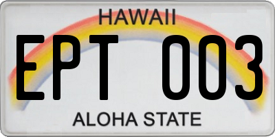 HI license plate EPT003