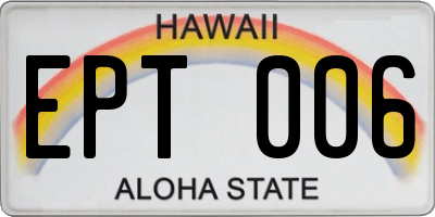 HI license plate EPT006