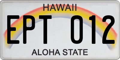 HI license plate EPT012