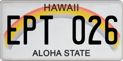 HI license plate EPT026