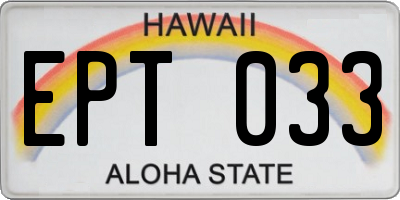 HI license plate EPT033