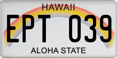 HI license plate EPT039