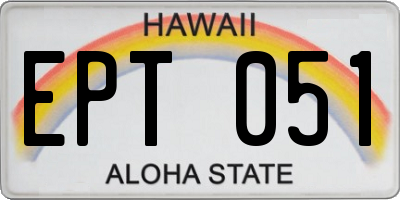 HI license plate EPT051