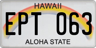 HI license plate EPT063