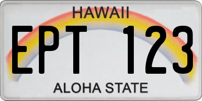 HI license plate EPT123