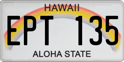 HI license plate EPT135