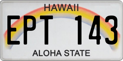 HI license plate EPT143