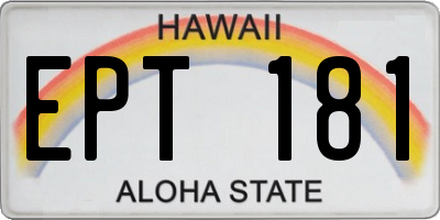 HI license plate EPT181