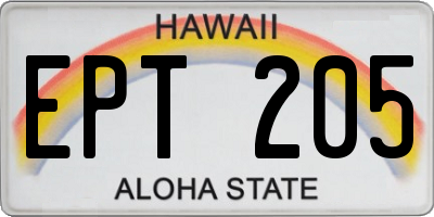 HI license plate EPT205