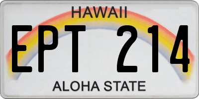 HI license plate EPT214