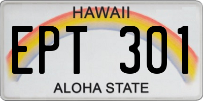 HI license plate EPT301