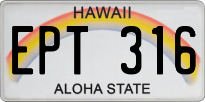 HI license plate EPT316