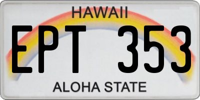 HI license plate EPT353