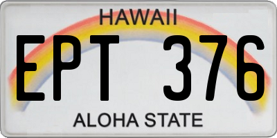 HI license plate EPT376