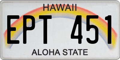 HI license plate EPT451