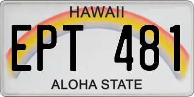 HI license plate EPT481