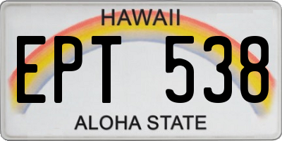 HI license plate EPT538