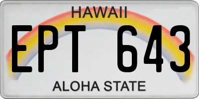 HI license plate EPT643