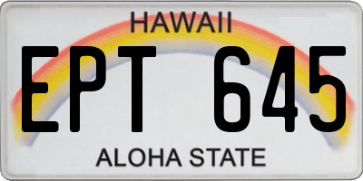 HI license plate EPT645