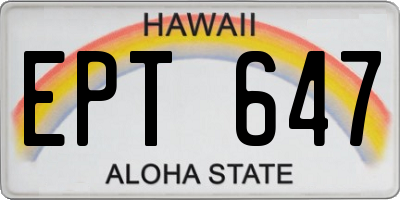 HI license plate EPT647