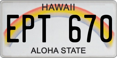 HI license plate EPT670