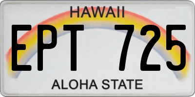 HI license plate EPT725