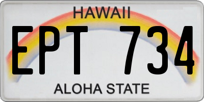 HI license plate EPT734